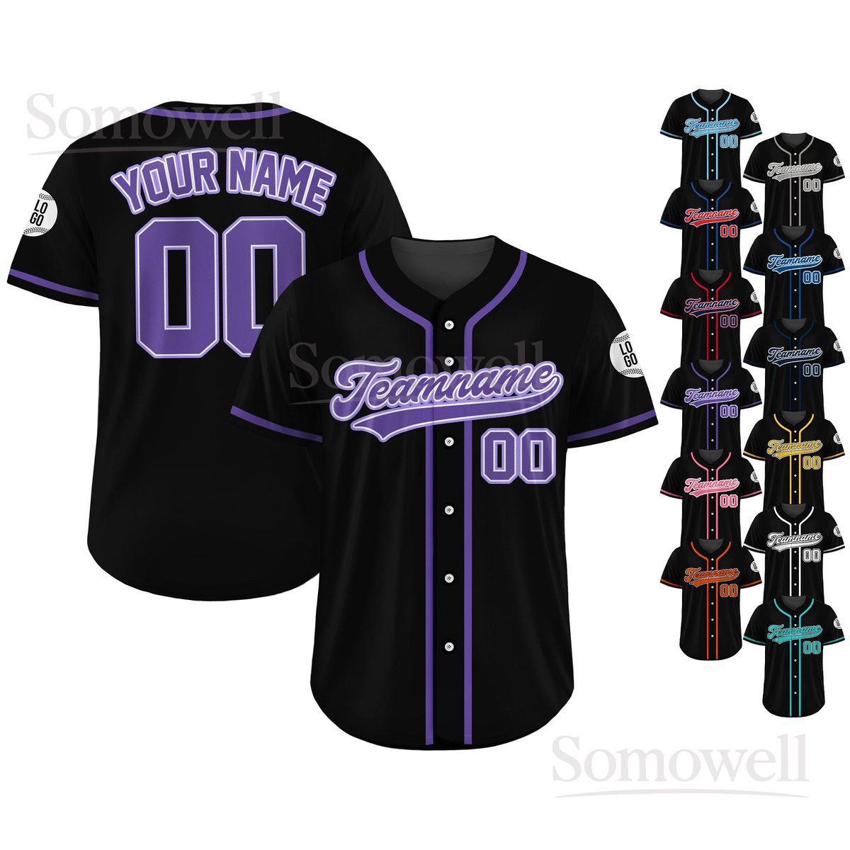 Custom Baseball Jersey Personalized Team Name Number Uniform for Adult Kid Player Multi Color Edition