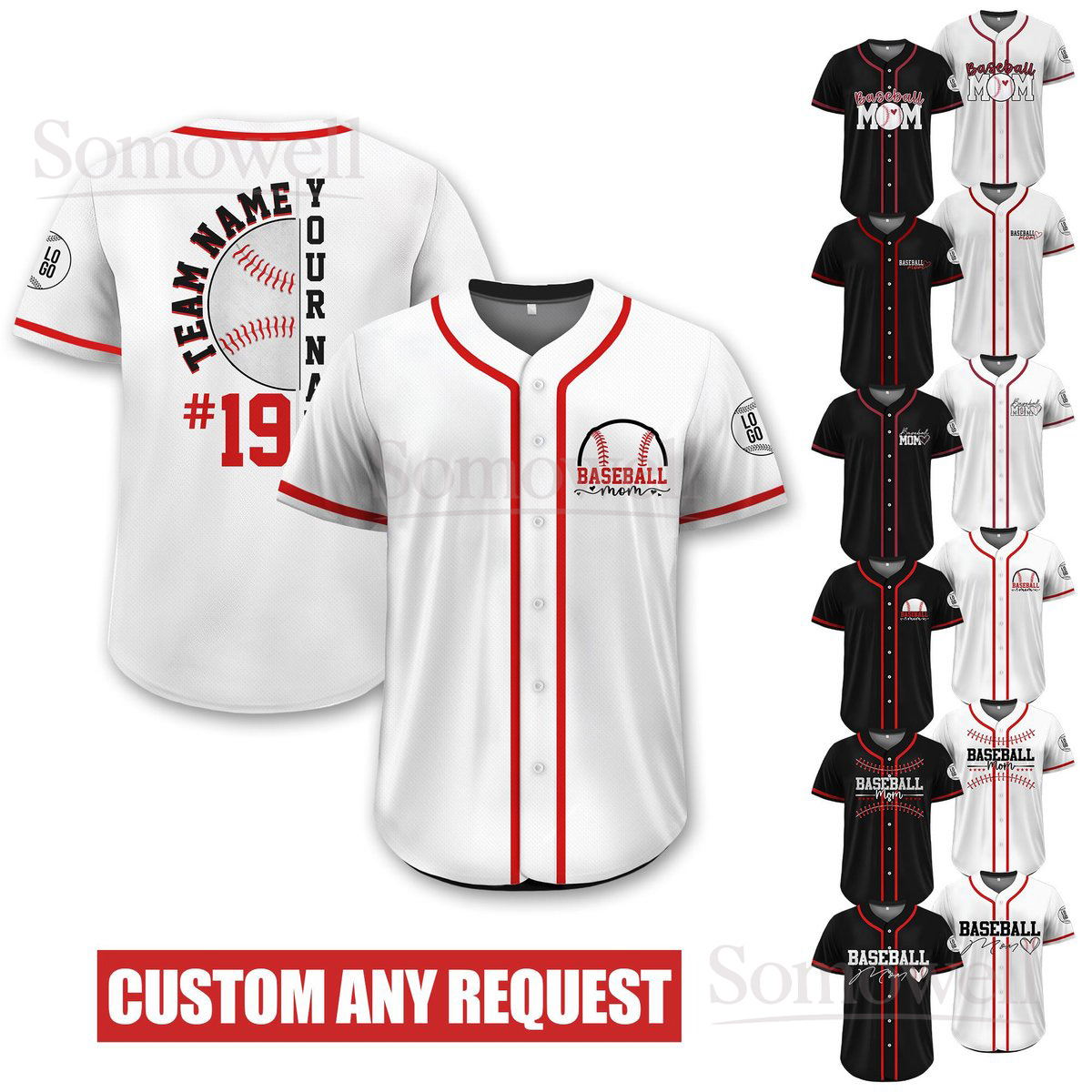 Custom Baseball Mom Jersey Personalized Team Name Number Family Supporter Game Outfit Multi Color Edition