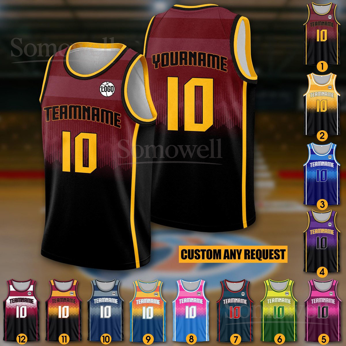 Custom Basketball Jersey Tank Top Personalized Team Name Number and Logo for All Ages