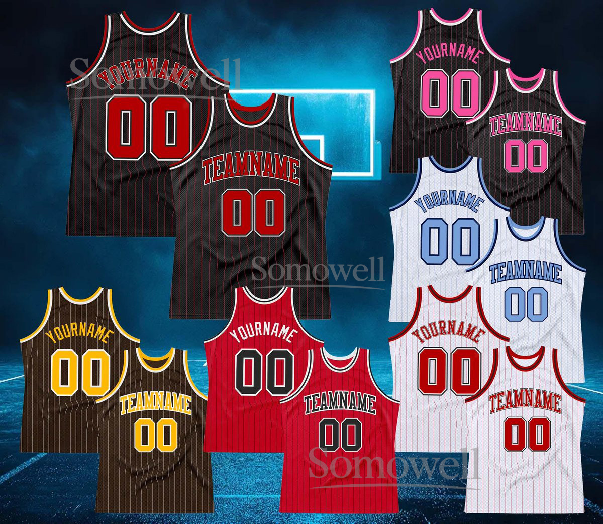 Custom Basketball Jersey Multi Color Team Uniform Personalized Name Number Sleeveless Sports Tank Top