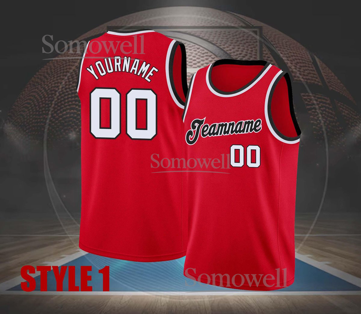 Custom Basketball Jersey Red Sleeveless Team Uniform Personalized Name Number Sports Tank Top