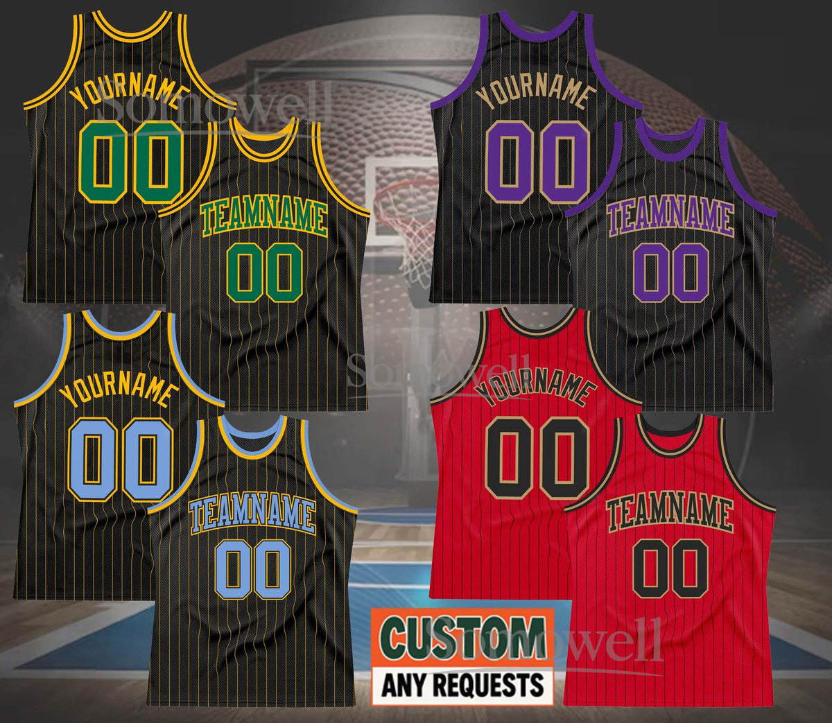 Custom Basketball Jersey with Team Name & Number, Personalized Sports Shirt