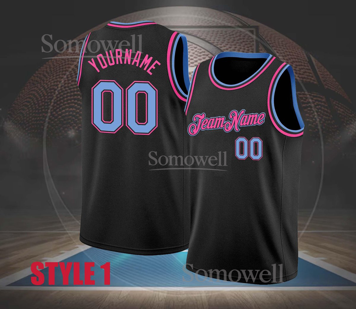 Custom Basketball Jersey Multi Color Mix Red Pink Blue Yellow Personalized Team Name Number Sleeveless Top