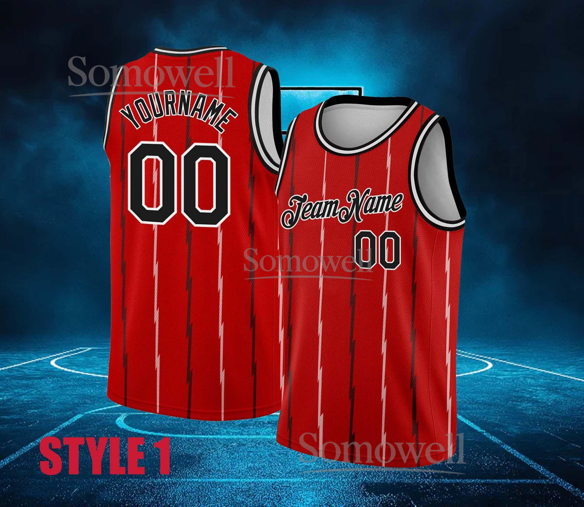 Custom Basketball Jersey Team Name Number Available in Red, Black, Green, Blue Colors