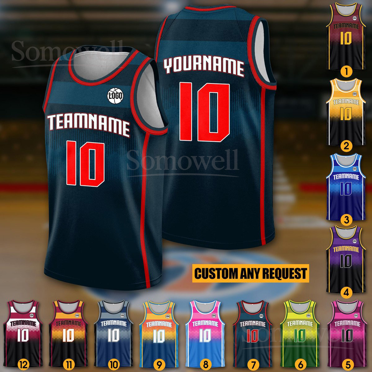 Custom Basketball Jersey with Team Name Number and Logo for Men Women and Kids