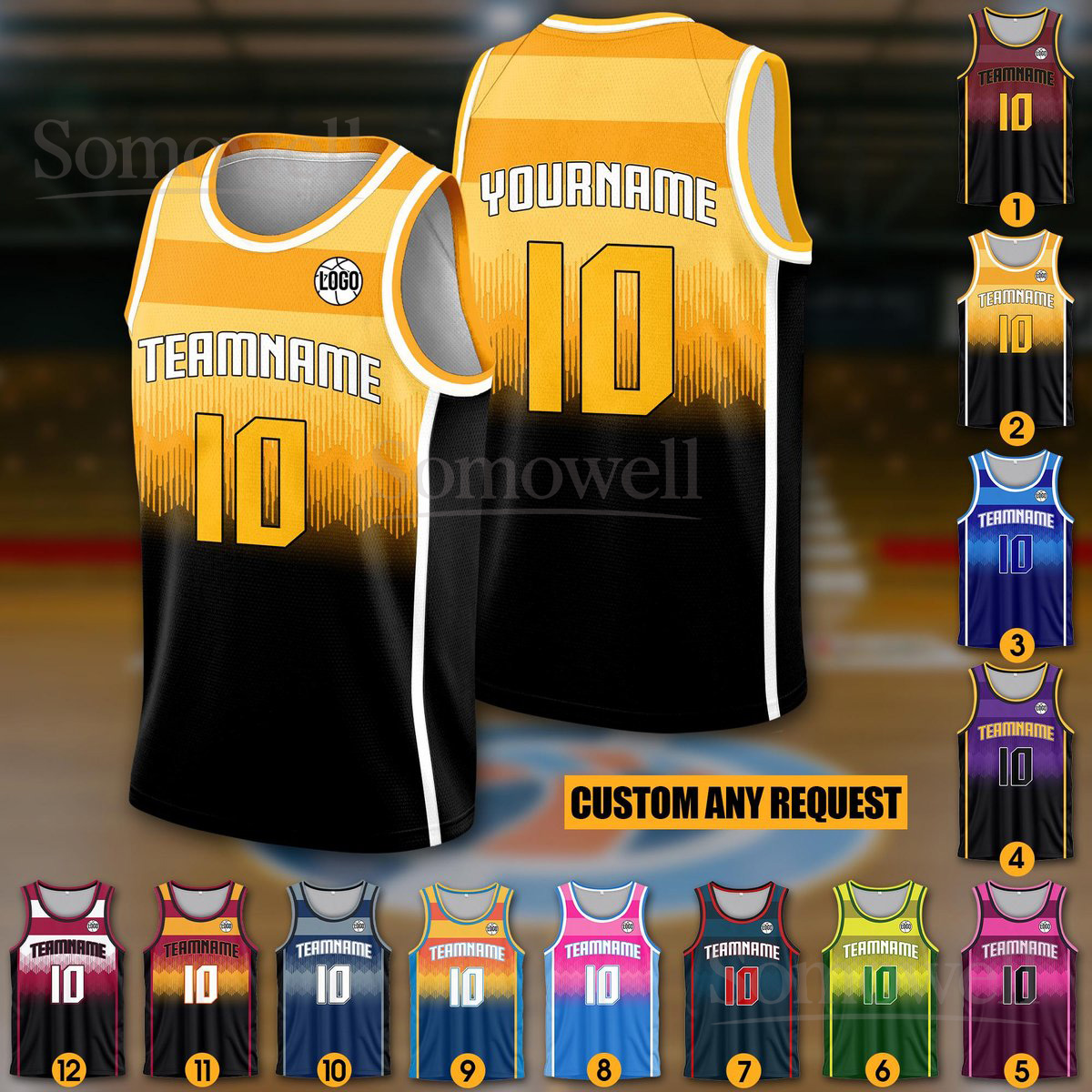 Custom Basketball Jersey with Team Name Number and Logo Personalized Sports Tank Top for Men Women Youth Kid Multi Color Edition