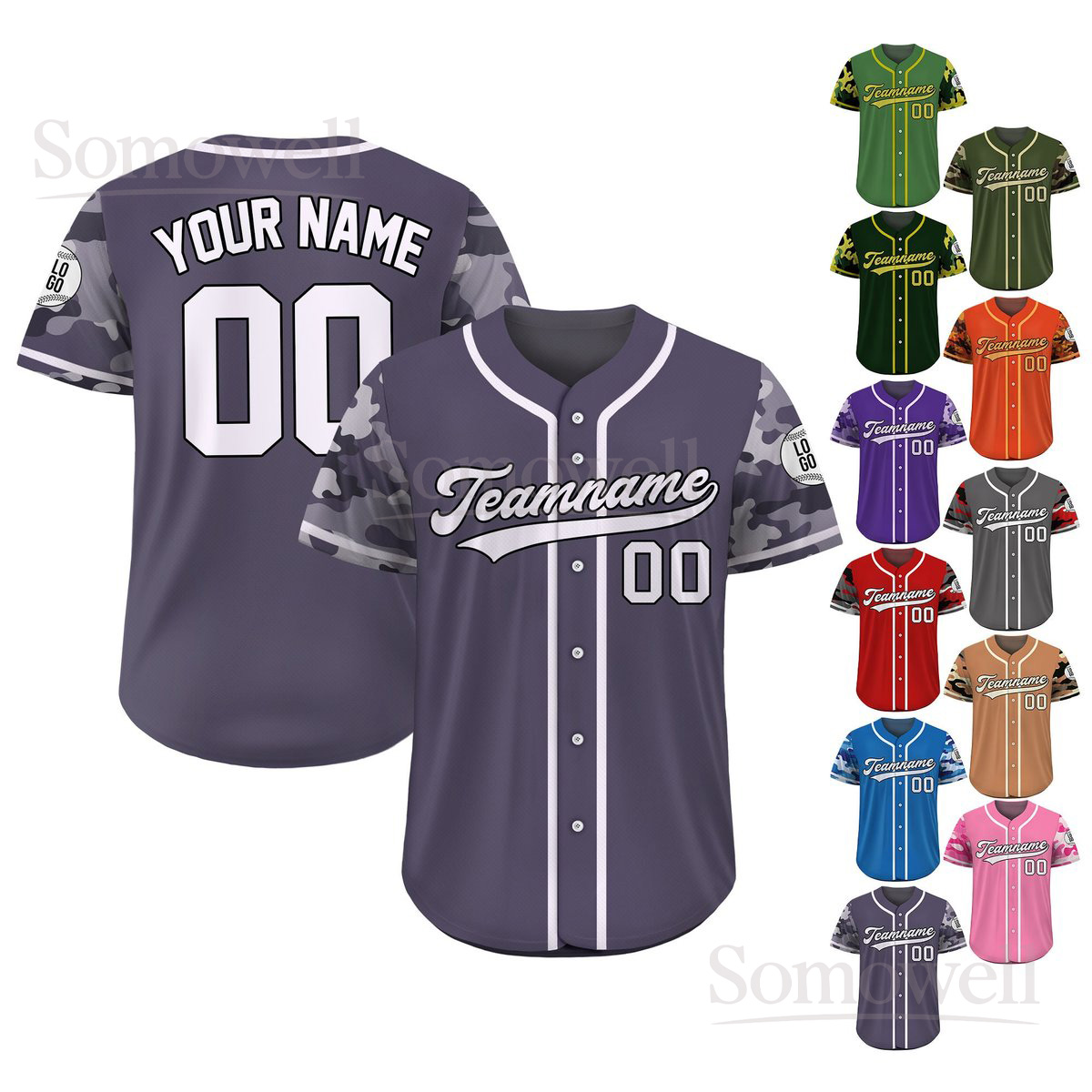 Custom Camo Baseball Jersey Military Style Personalized Team Name Number and Logo Edition