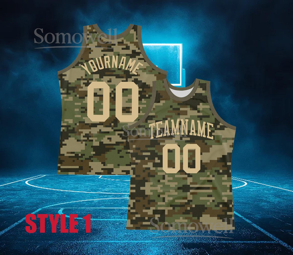 Custom Camo Basketball Jersey with Team Name and Number for a Bold and Unique Sports Look