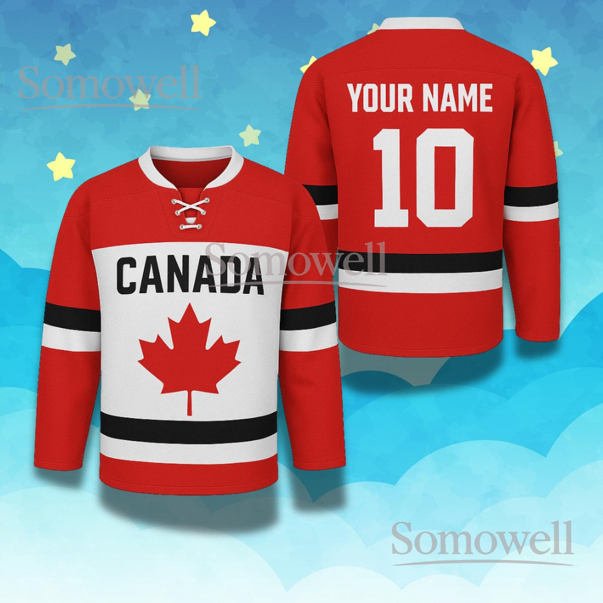 Custom Canada Hockey Jersey Personalized Maple Leaf Lace Up Sweater