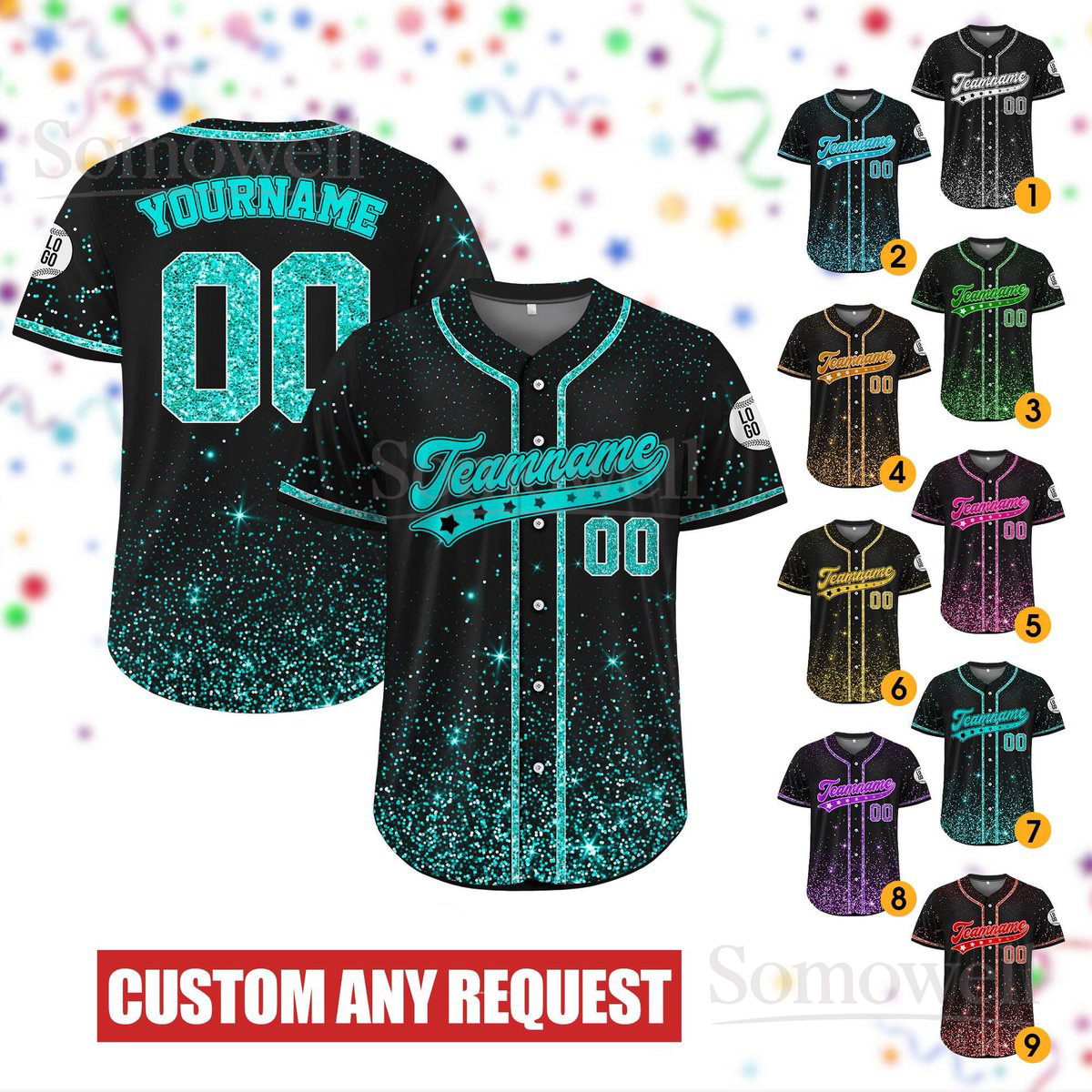Custom Cheer Baseball Jersey for Men Women and Youth with Team Name and Number in Multiple Colors