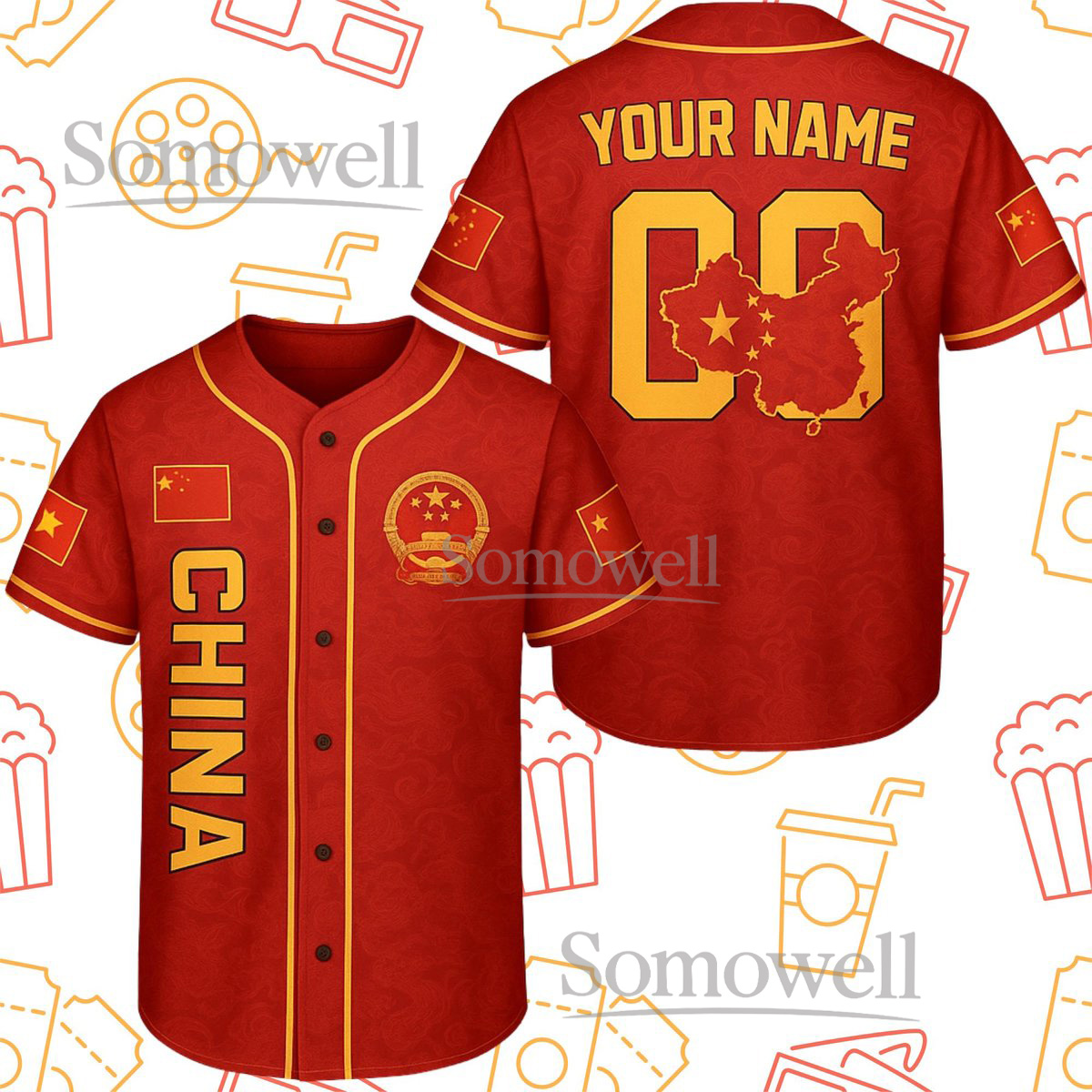 Custom China Baseball Jersey Design Personalized Name Number Gift
