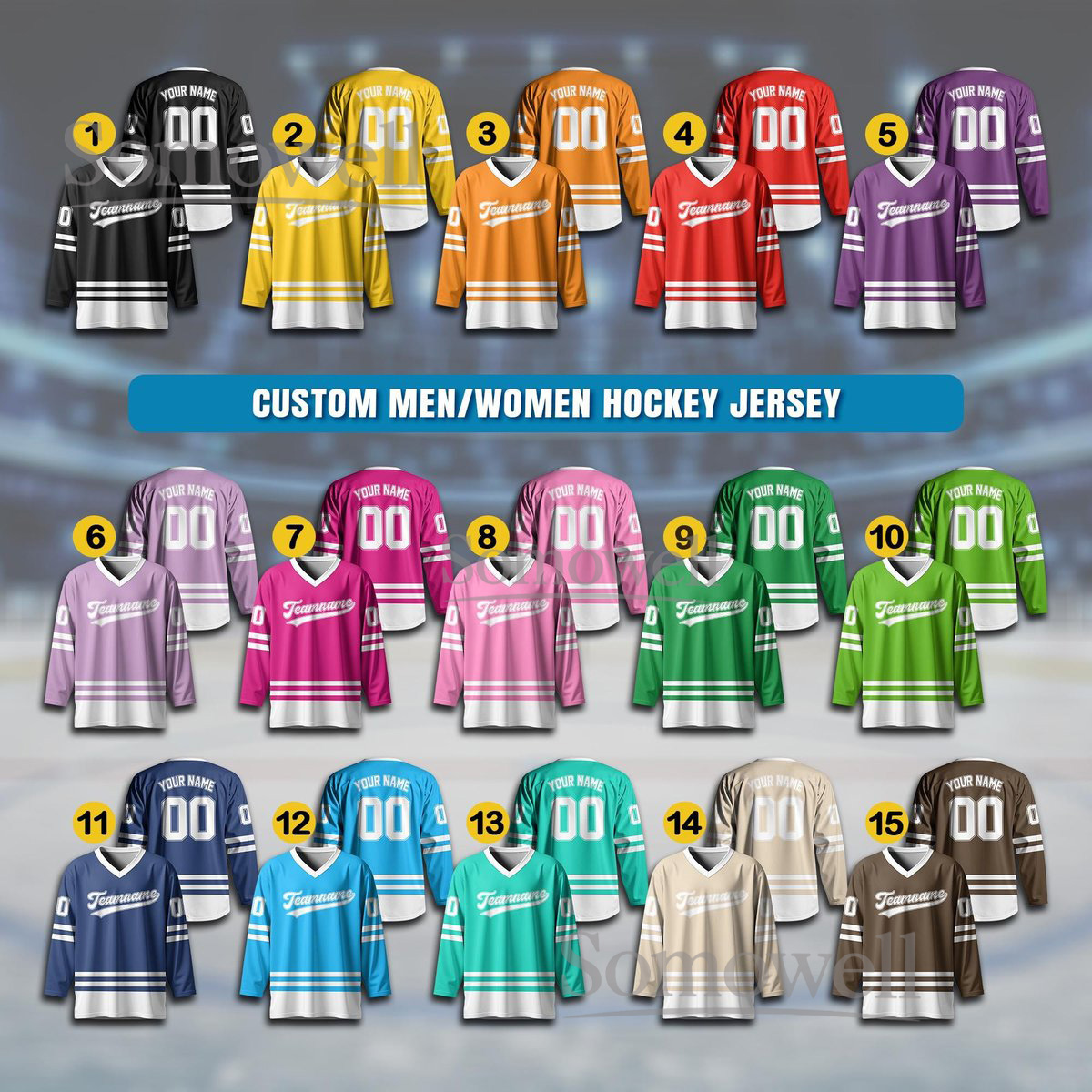 Custom Ice Hockey Jersey Long Sleeve Personalized Team Name and Number Edition for All Players