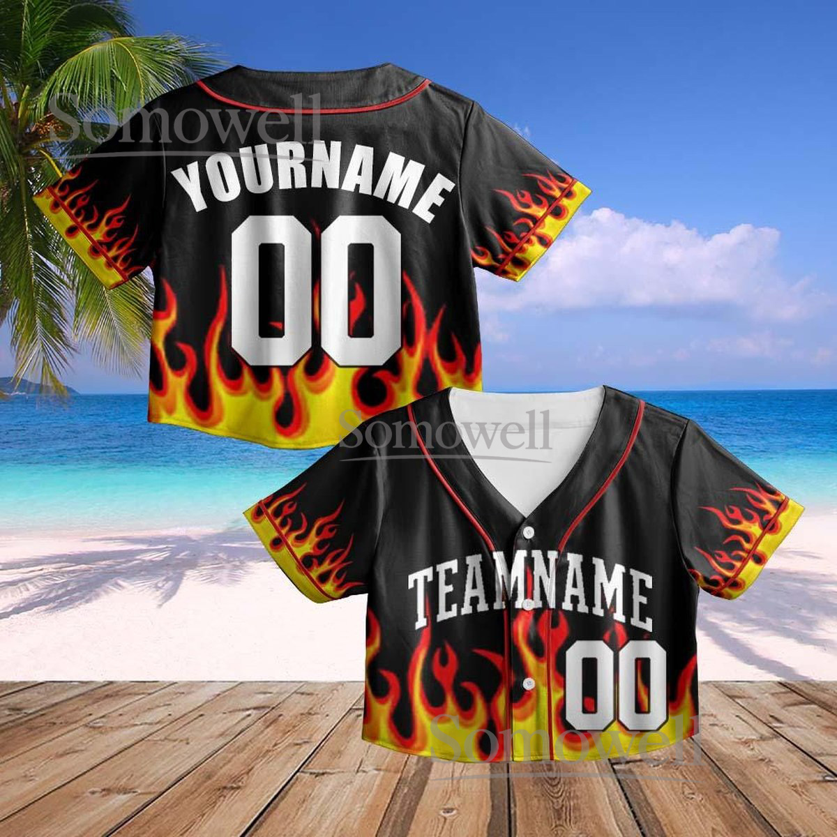 Custom Crop Flame Baseball Jersey for Men Women Youth Personalized Streetwear Jersey for Men_4375112112