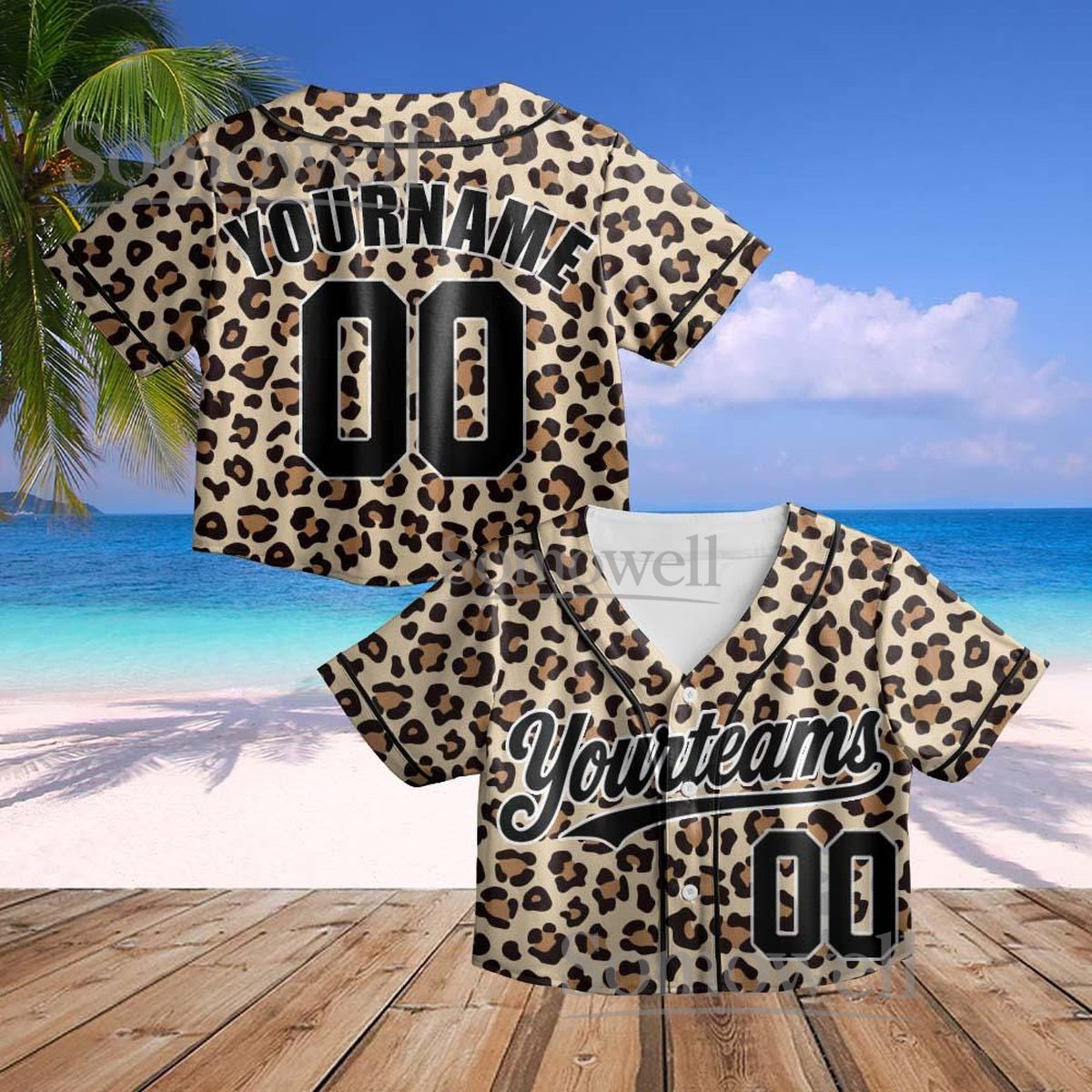 Custom Crop Leopard Baseball Jersey for Men Women Youth Personalized Streetwear Jersey