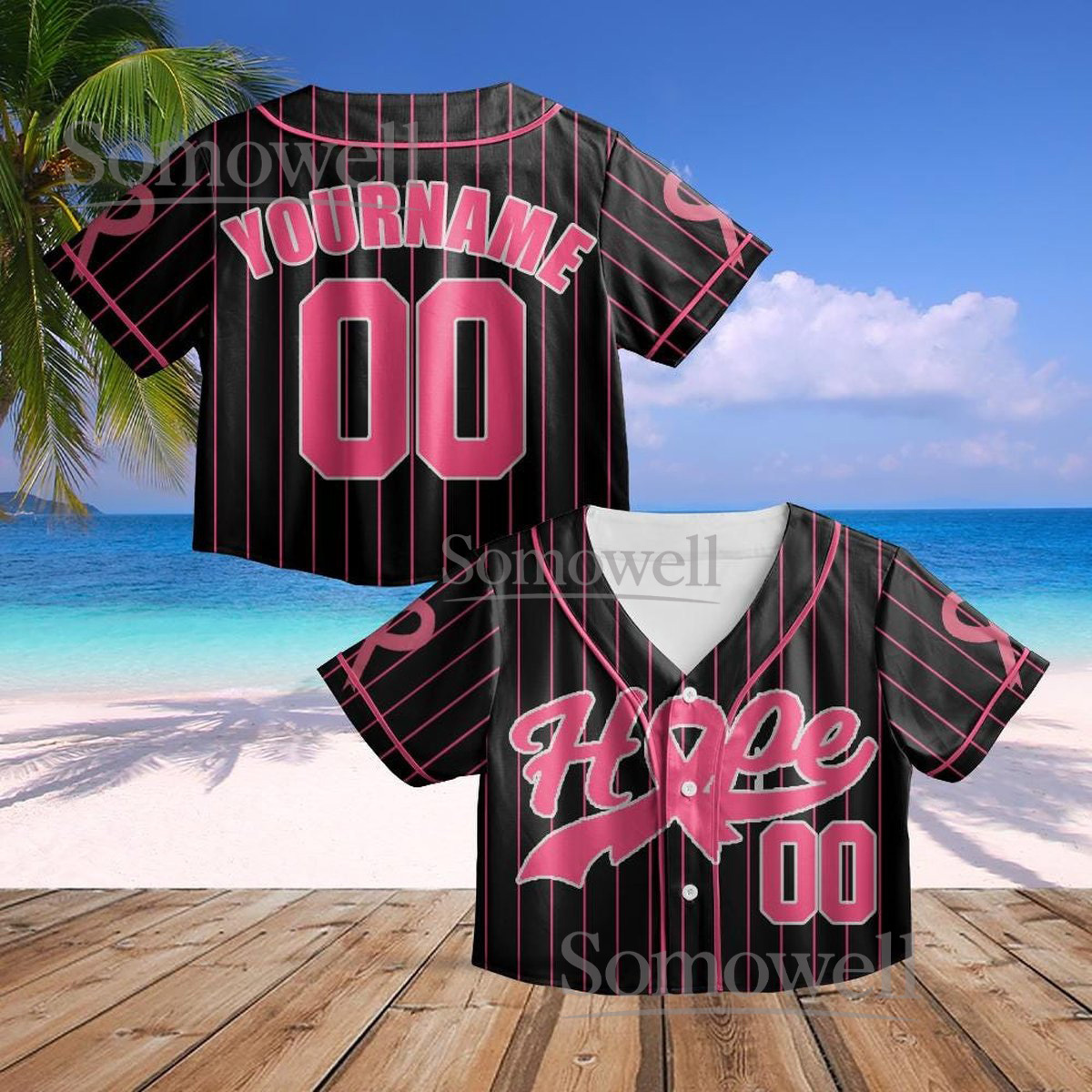 Custom Pink Ribbon Crop Baseball Jersey Breast Cancer Awareness Edition, Available in Multiple Colors