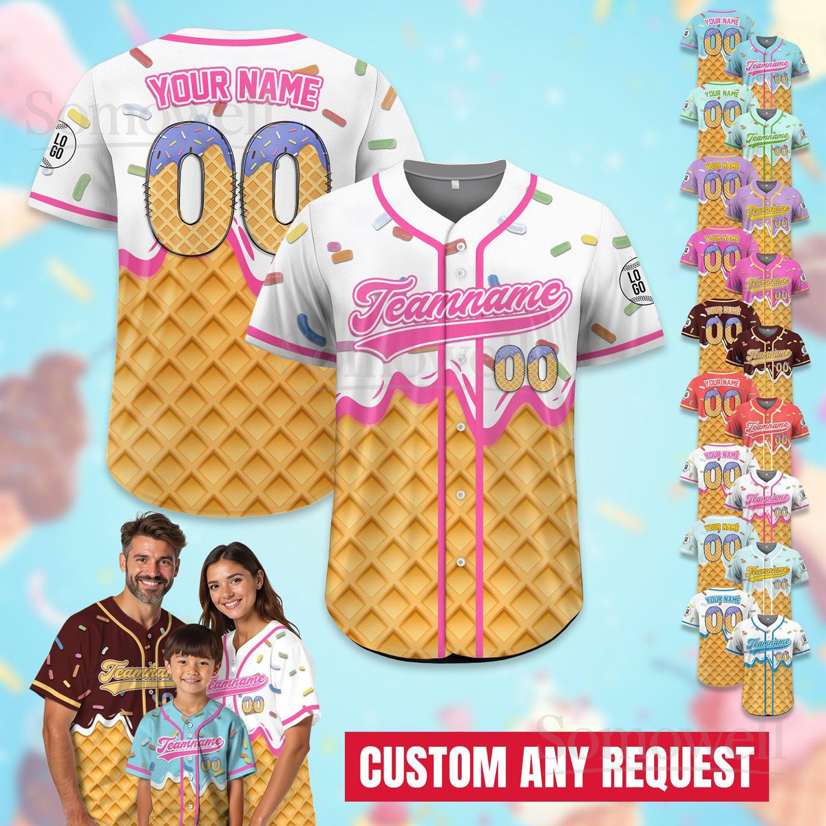 Custom Drip Baseball Jersey with Sprinkles Personalized Team Name and Number for Adult Kid Softball Outfit Multi Color Edition
