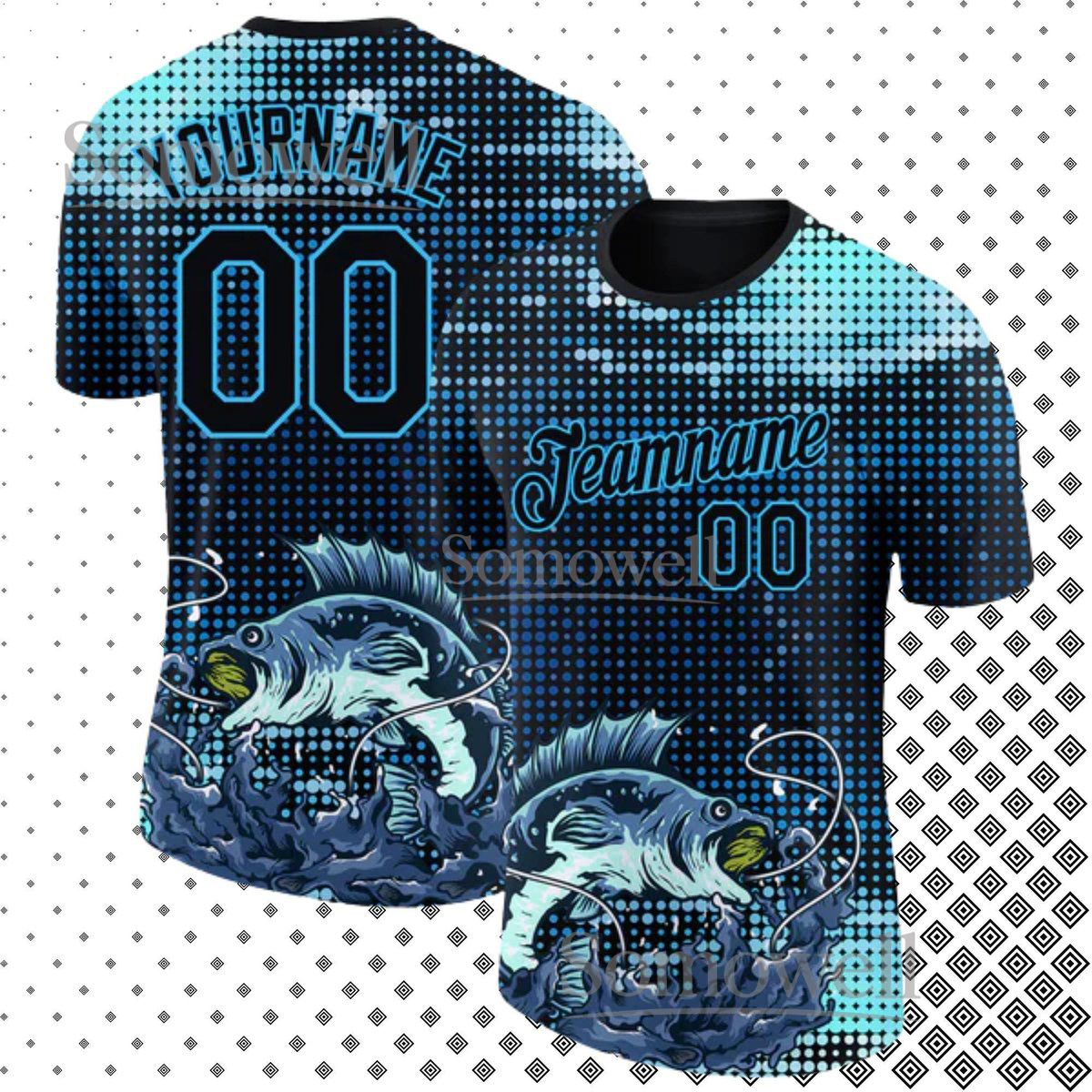 Custom Fishing Jersey Shirt with Personalized Angler Gift Design and Custom Name and Number