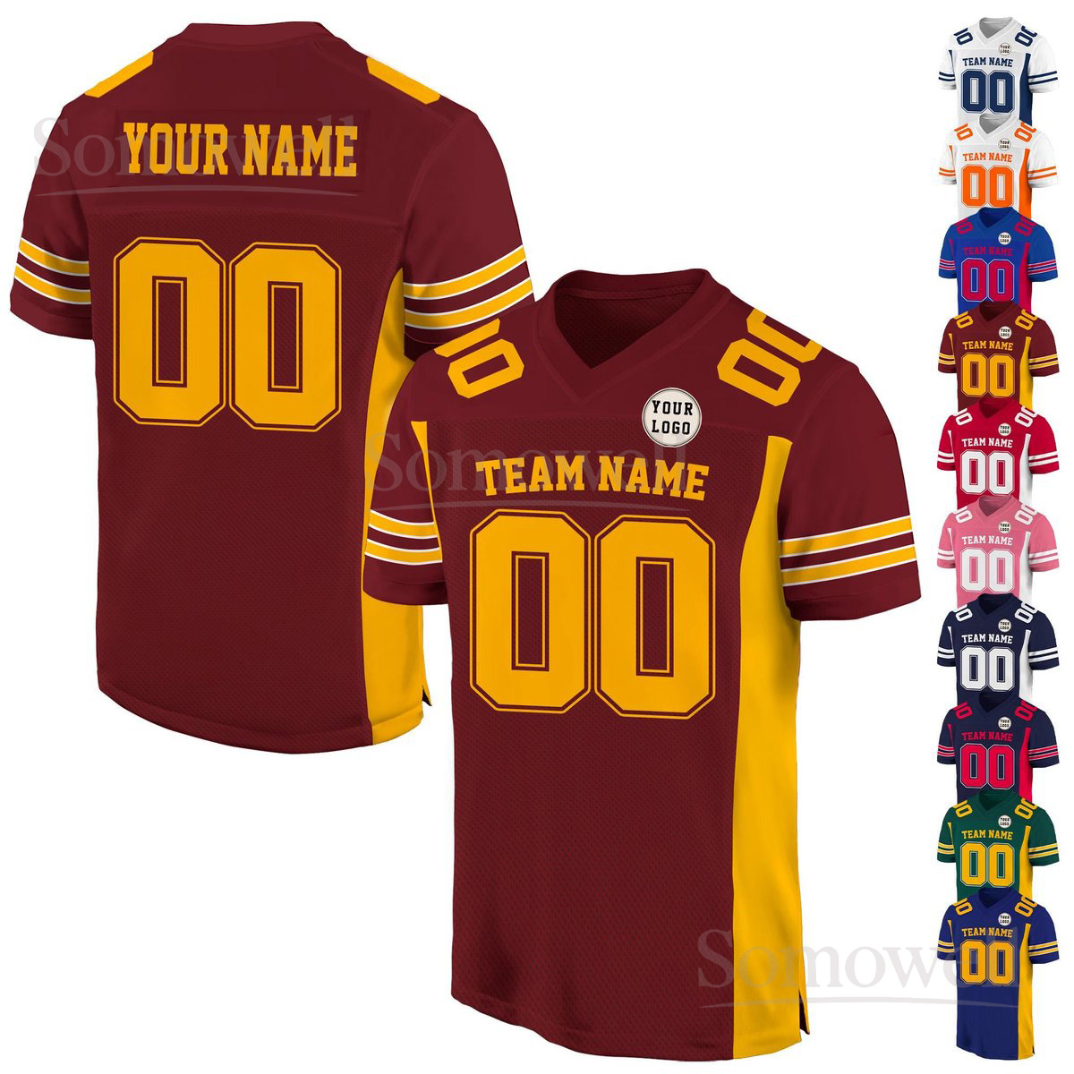 Custom Football Jersey for Men Women Youth with Your Team Name and Number Multi Color Edition
