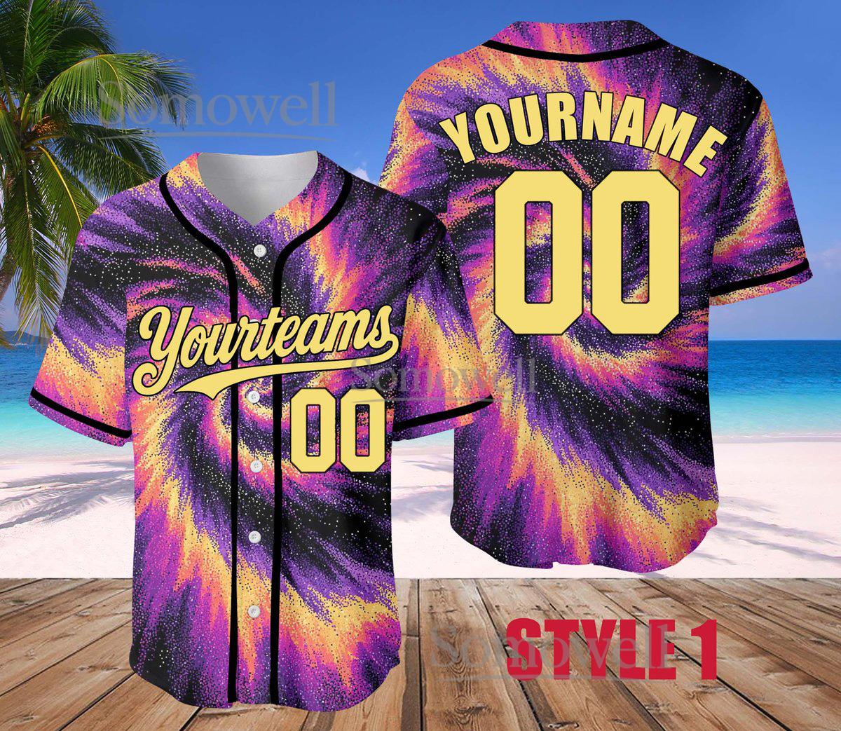 Custom Galaxy Baseball Jersey with Personalized Team Name and Number