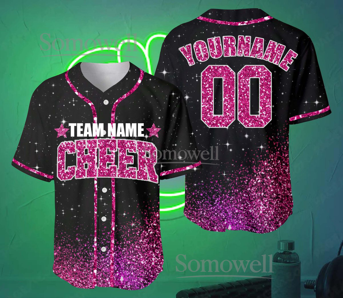 Custom Glitter Baseball Jersey with Team Name Number Available in Multiple Colors for Adult Kid