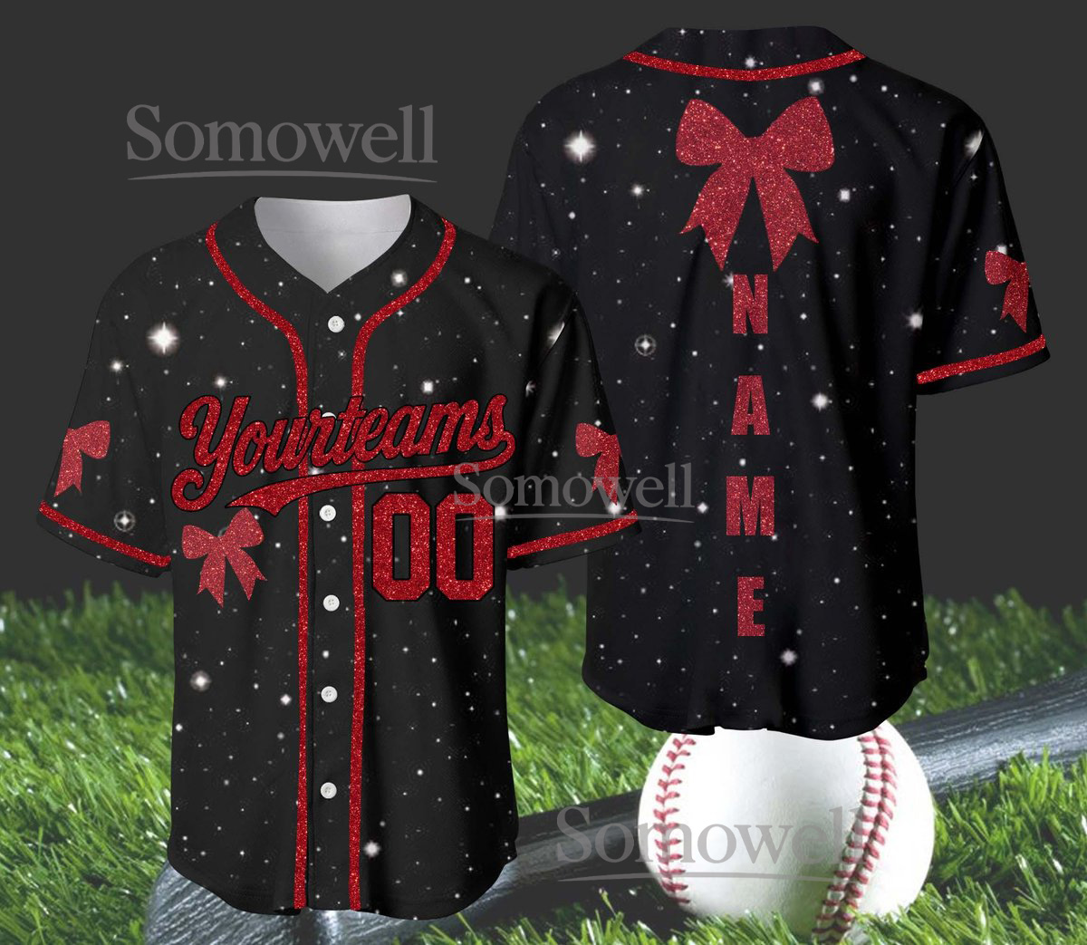 Custom Glitter Baseball Jersey, Personalized Team Name & Number, Sparkling Sports Apparel for Fans
