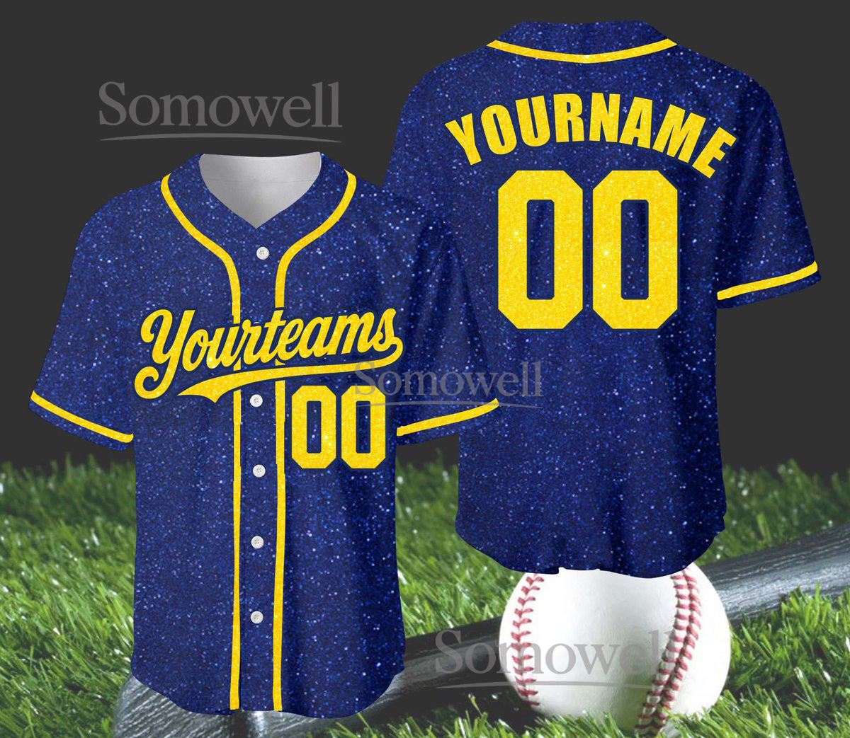 Custom Glitter Baseball Jersey with Team Name Number Multiple Color Options for Adult Kid