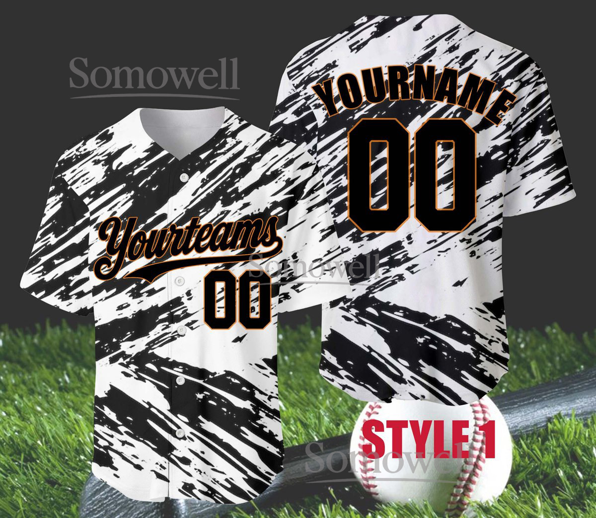 Custom Graffiti Baseball Jersey with Team Name & Number, Personalized Sports Shirt