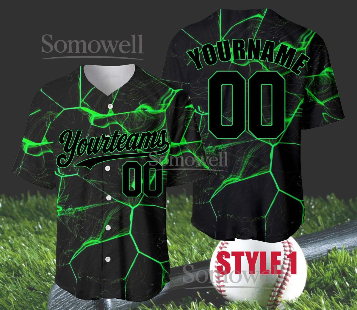Personalized Graffiti Baseball Jersey with Team Name & Number, Custom Sports Jersey