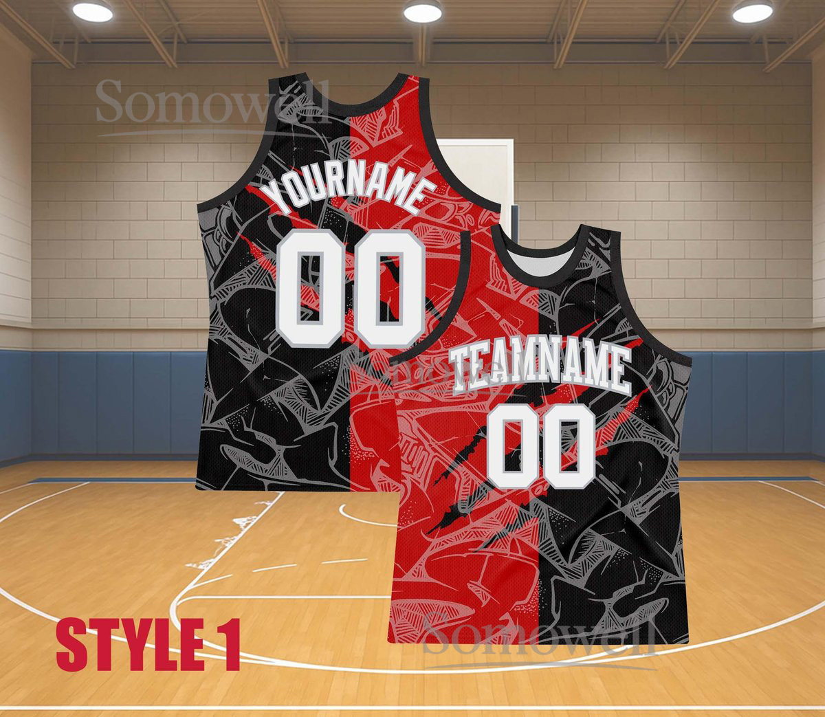 Custom Graffiti Basketball Jersey with Personalized Team Name and Number Street Art Style, Available in Multiple Colors