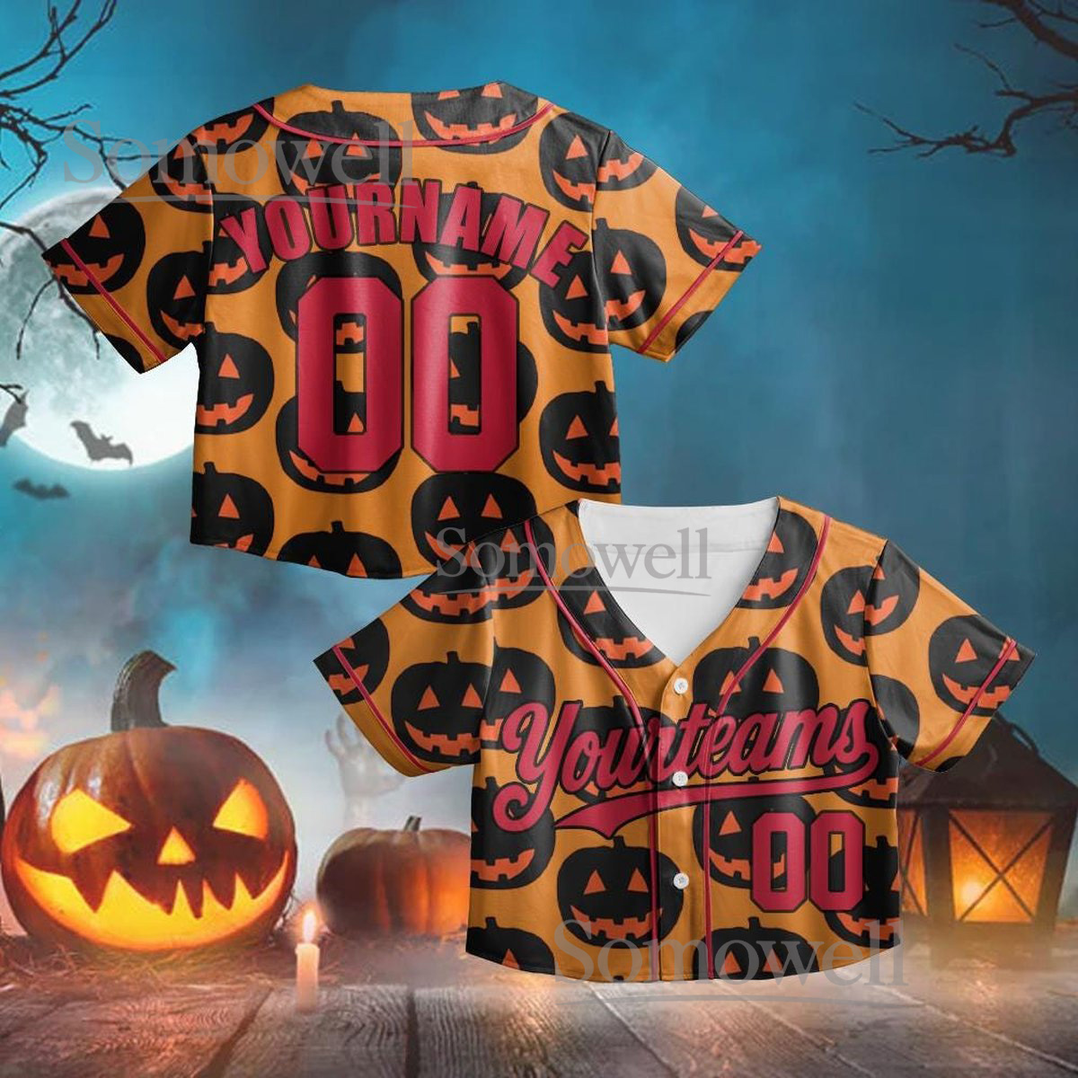 Personalized Custom Halloween Baseball Jersey with Team Name and Number for Customization