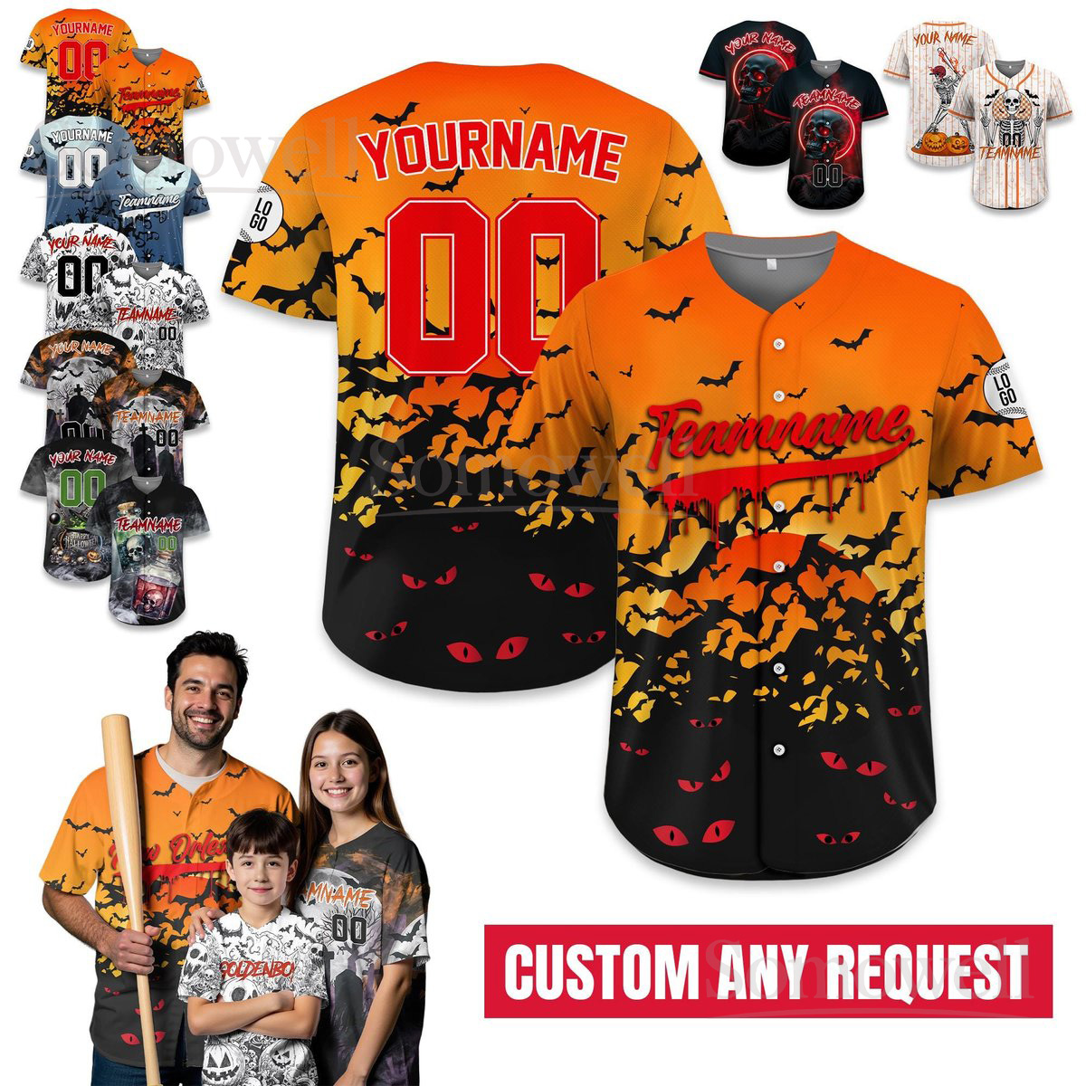 Custom Halloween Jersey Outfit for Men Women Youth Kid with Spooky Season Shirt Multi Color Edition