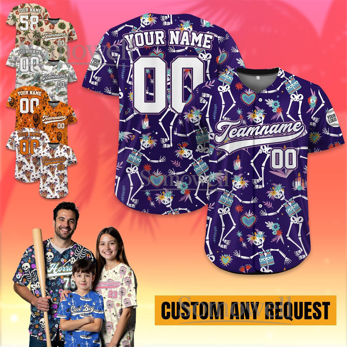 Personalized Halloween Vacation Baseball Jersey for Men Women Youth and Kids with Custom Team Name and Number