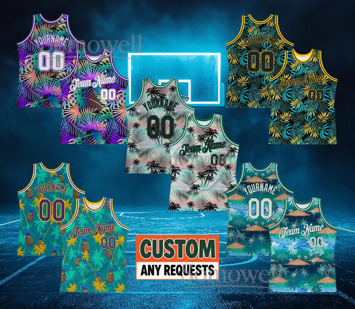 Custom Hawaii Basketball Jersey with Team Name and Number for Beach Vibes