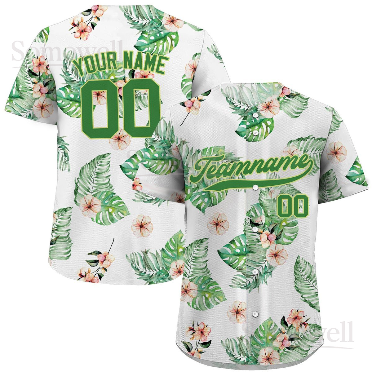 Custom Hawaiian Baseball Jersey Tropical Floral Design with Team Name and Player Number