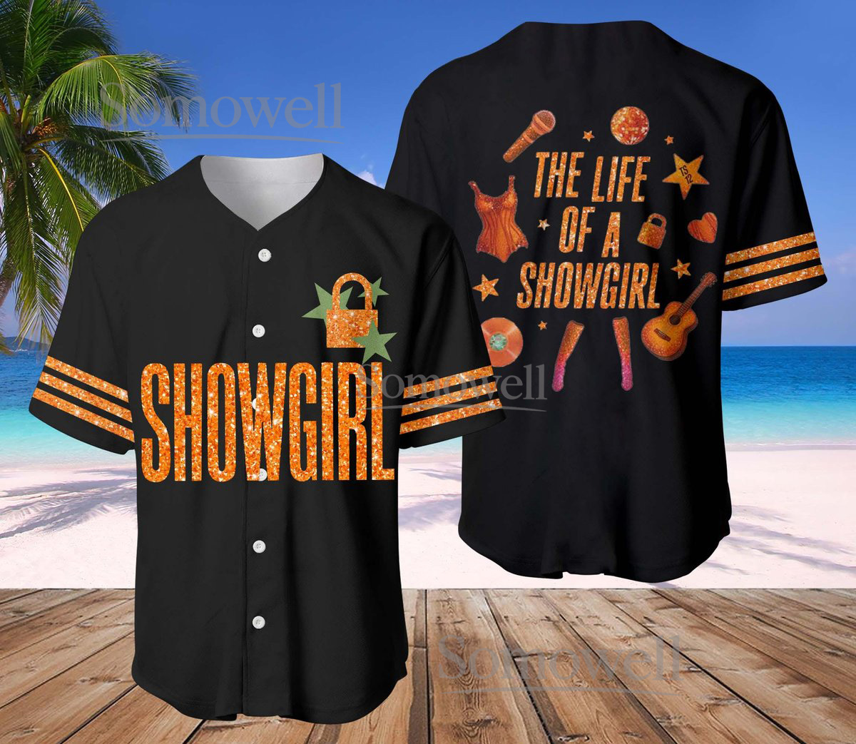 Custom Showgirl Baseball Jersey The Life of a Showgirl Glitter Edition, Available in Multiple Colors