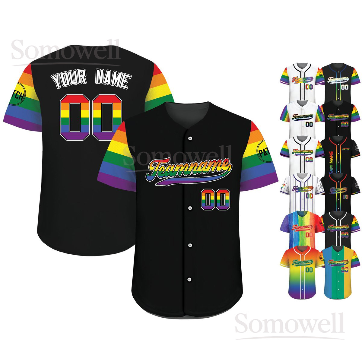Custom LGBTQ Pride Month Baseball Jersey Many Colors with Teamname Name Number for Men Women Youth