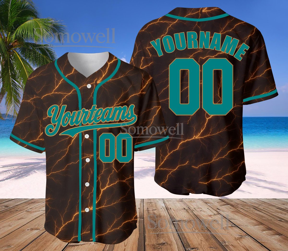 Custom Lightning Baseball Jersey with Personalized Team Name and Number