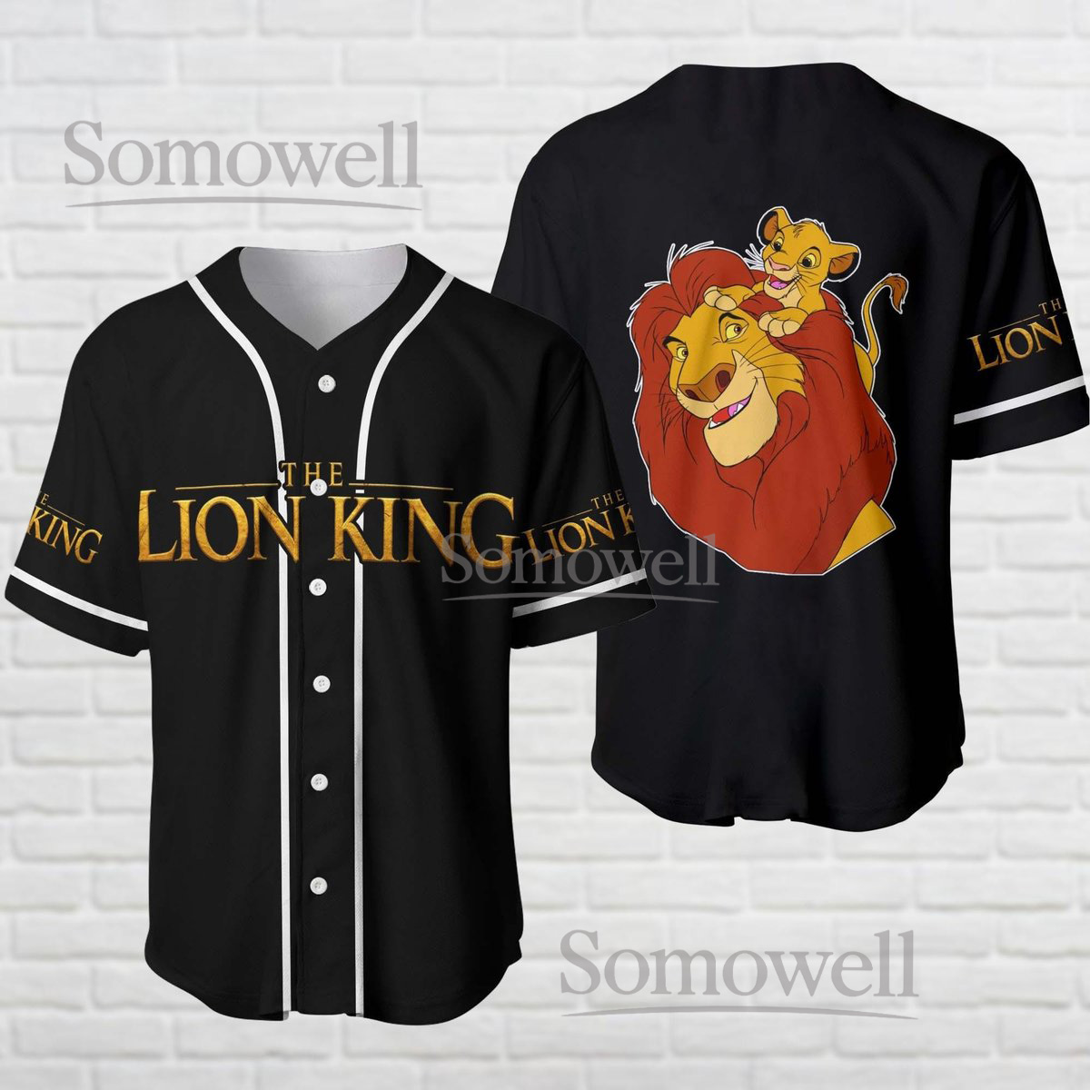 Custom Lion King Baseball Jersey Shirt Simba and Mufasa Funny Cartoon Sports Gift