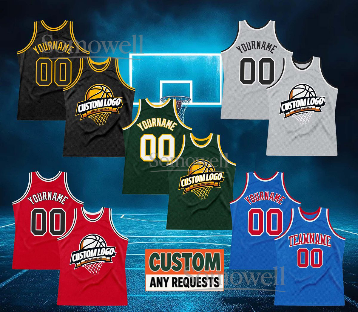 Custom Logo Basketball Jersey with Team Name Number for Personalized Sportswear