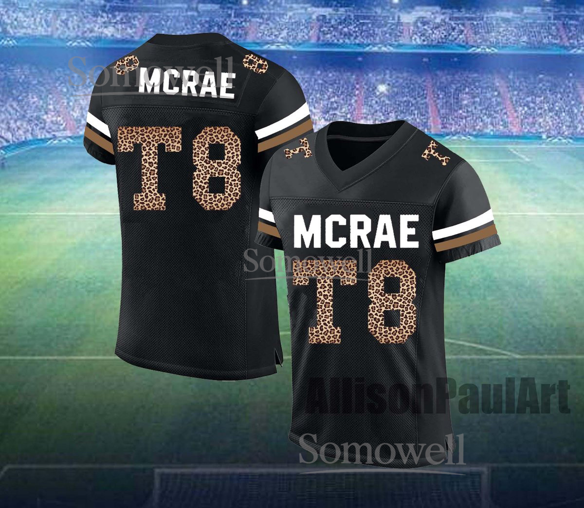 Custom McRae T8 Leopard Print Jersey with Personalized Name and Number