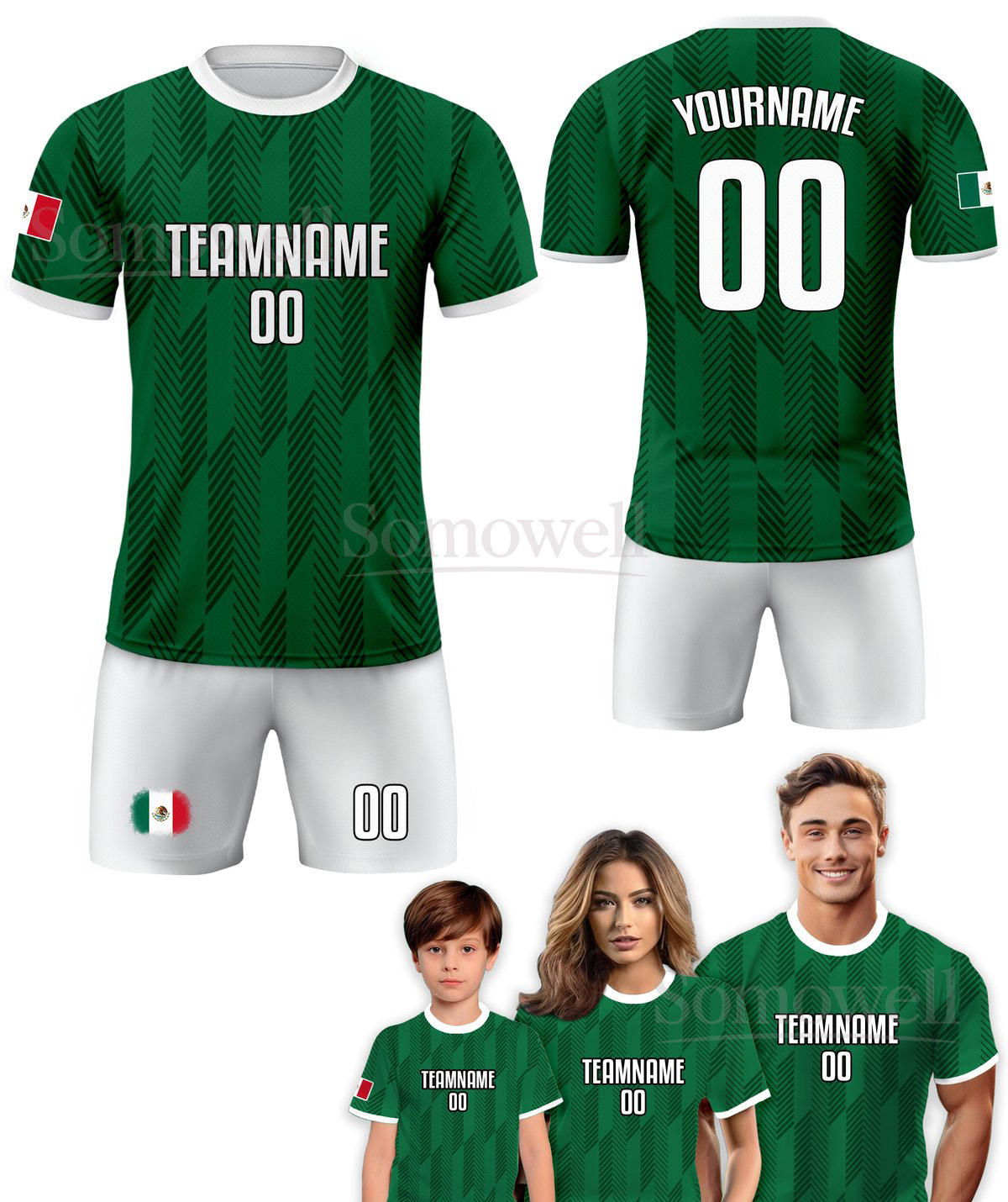 Custom Mexico Soccer Jersey for Men Women Youth Kid Uniform Shirt for Fan Player in Multiple Colors