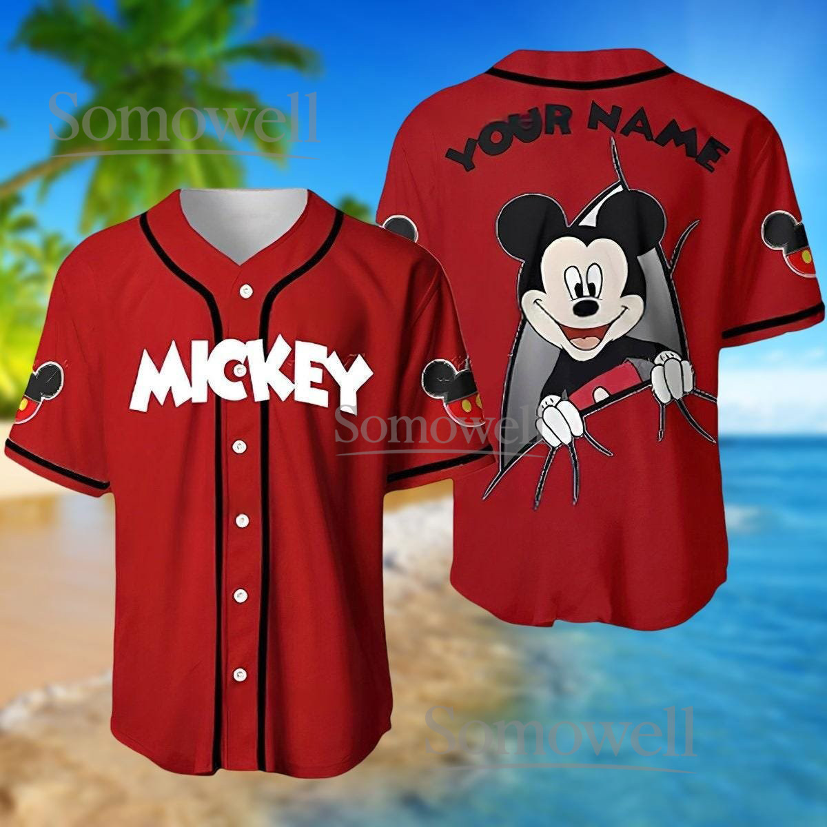 Custom Mickey Mouse Baseball Jersey Shirt Personalized Disney Character Gift