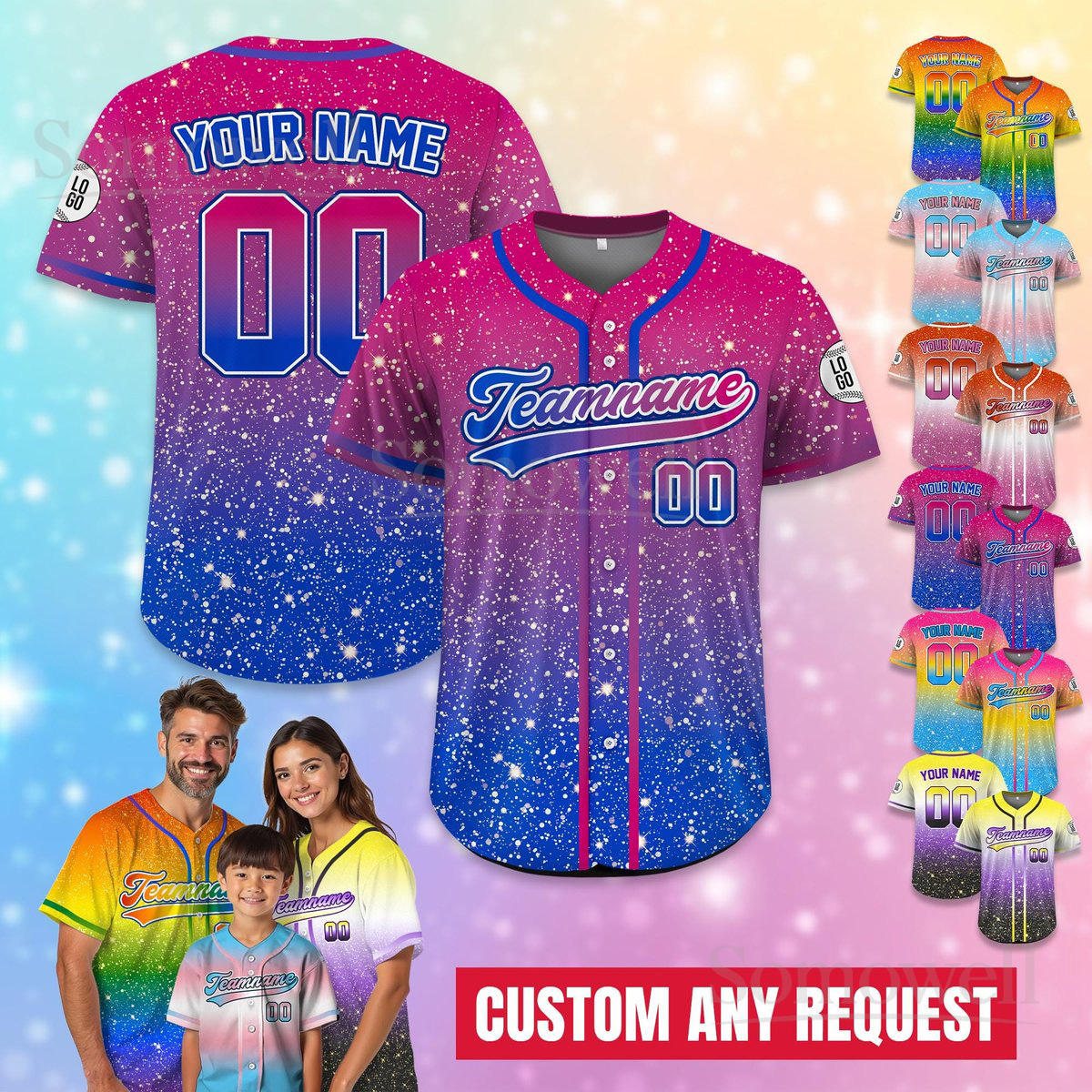 Custom Name LGBTQ Pride Month Baseball Jersey Personalized Rainbow Team Outfit Equality Celebration Multi Color Edition