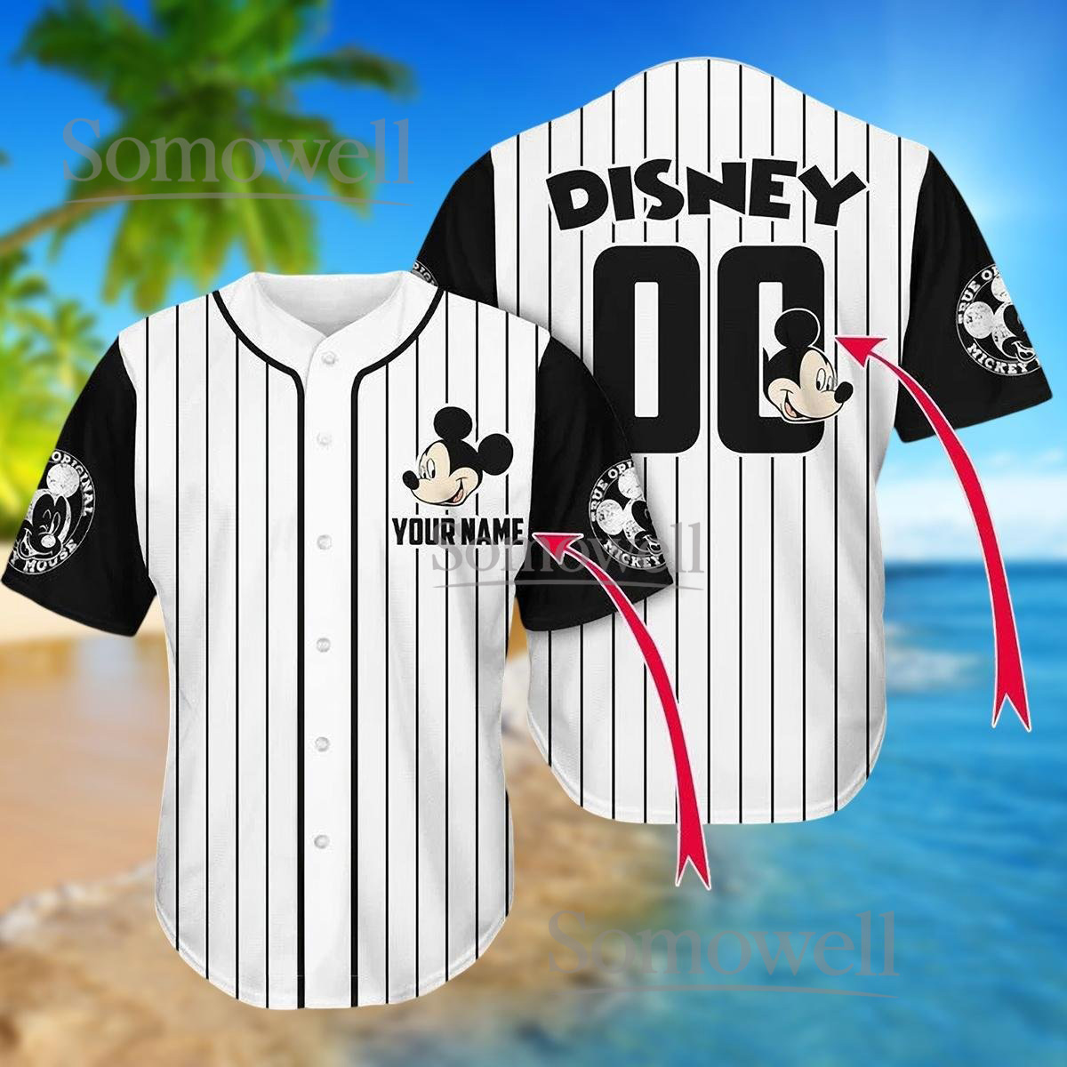 Custom Mickey Baseball Jersey Shirt Personalized Disney Character Gift