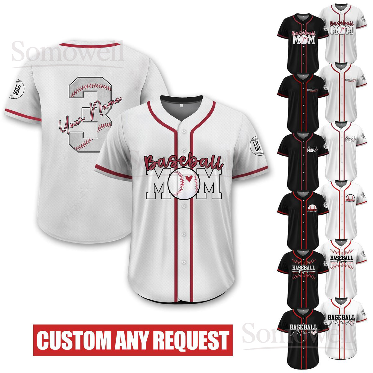 Custom Baseball Mom Jersey Personalized Name and Number Edition Support Shirt for Sports Moms