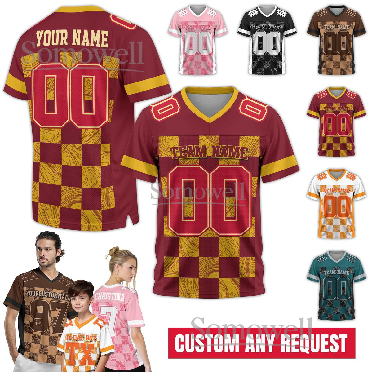 Custom Name Number Logo Football Jersey for Men Women Youth Kids Available in Multiple Colors