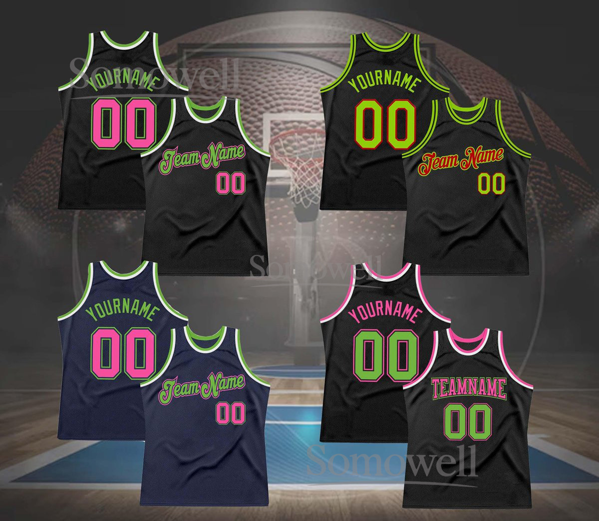Custom Neon Basketball Jersey, Personalized Team Name & Number, Sports Apparel for Basketball Fans, Custom Gift