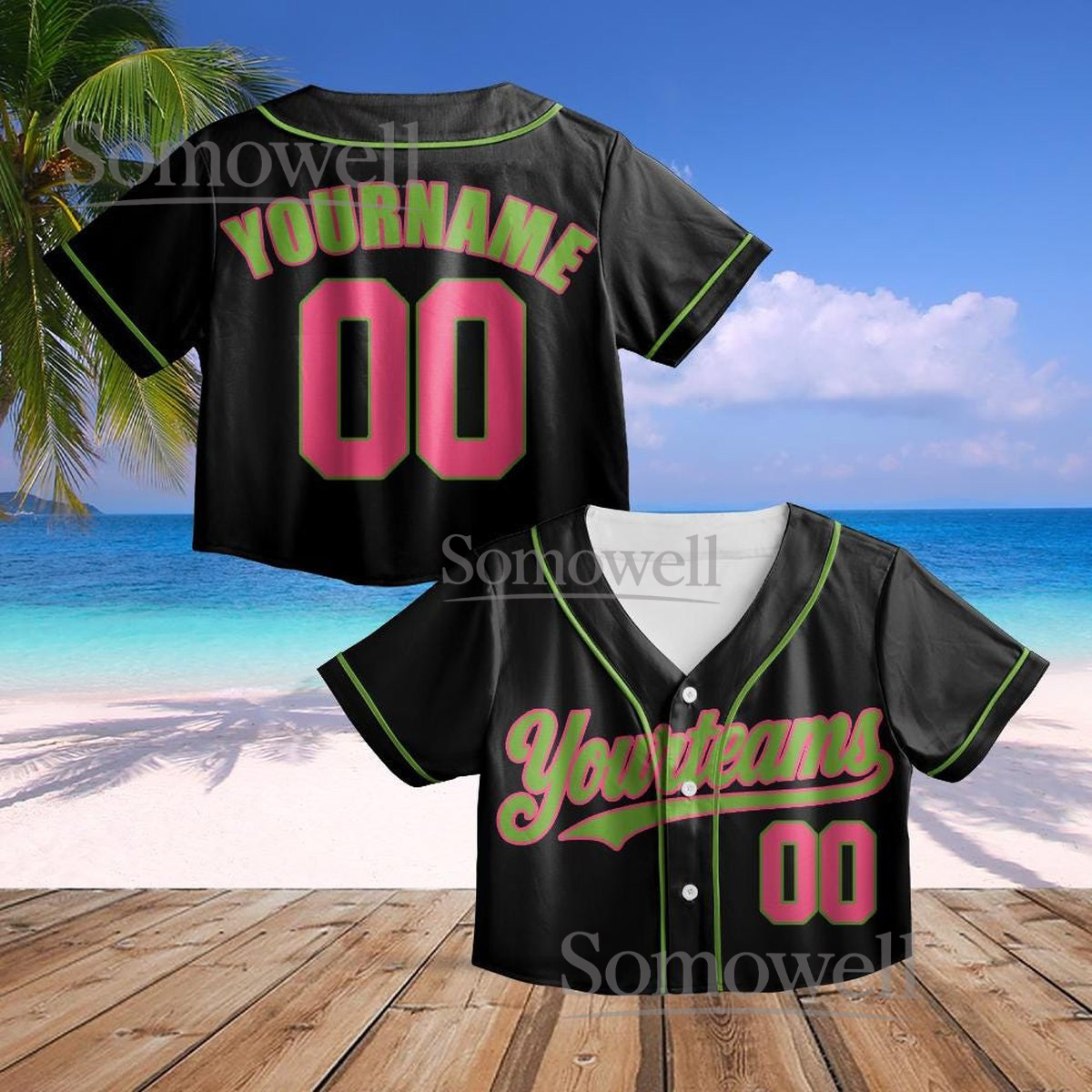 Custom Neon Crop Baseball Jersey with Team Name Number for Adult and Kid