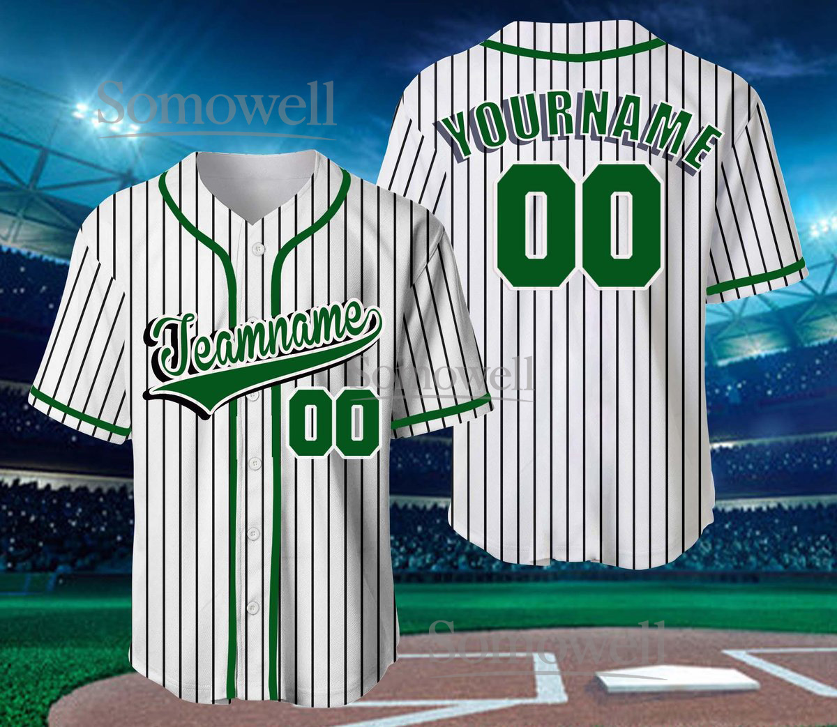 Custom Pinstripe Baseball Jersey with Personalized Team Name and Number Style