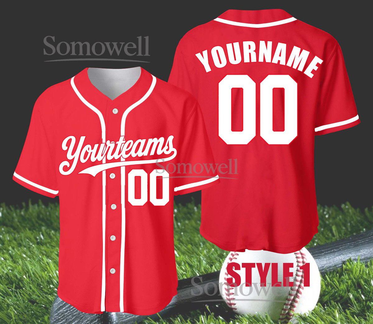 Classic Red Pinstripe Baseball Jersey Custom Team Name Number Vintage Sports Shirt
